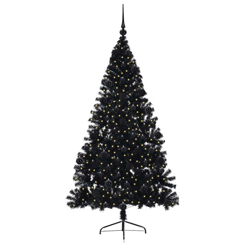 VidaXL vidaXL Artificial Pre-lit Christmas Tree Black 210 cm PVC 2