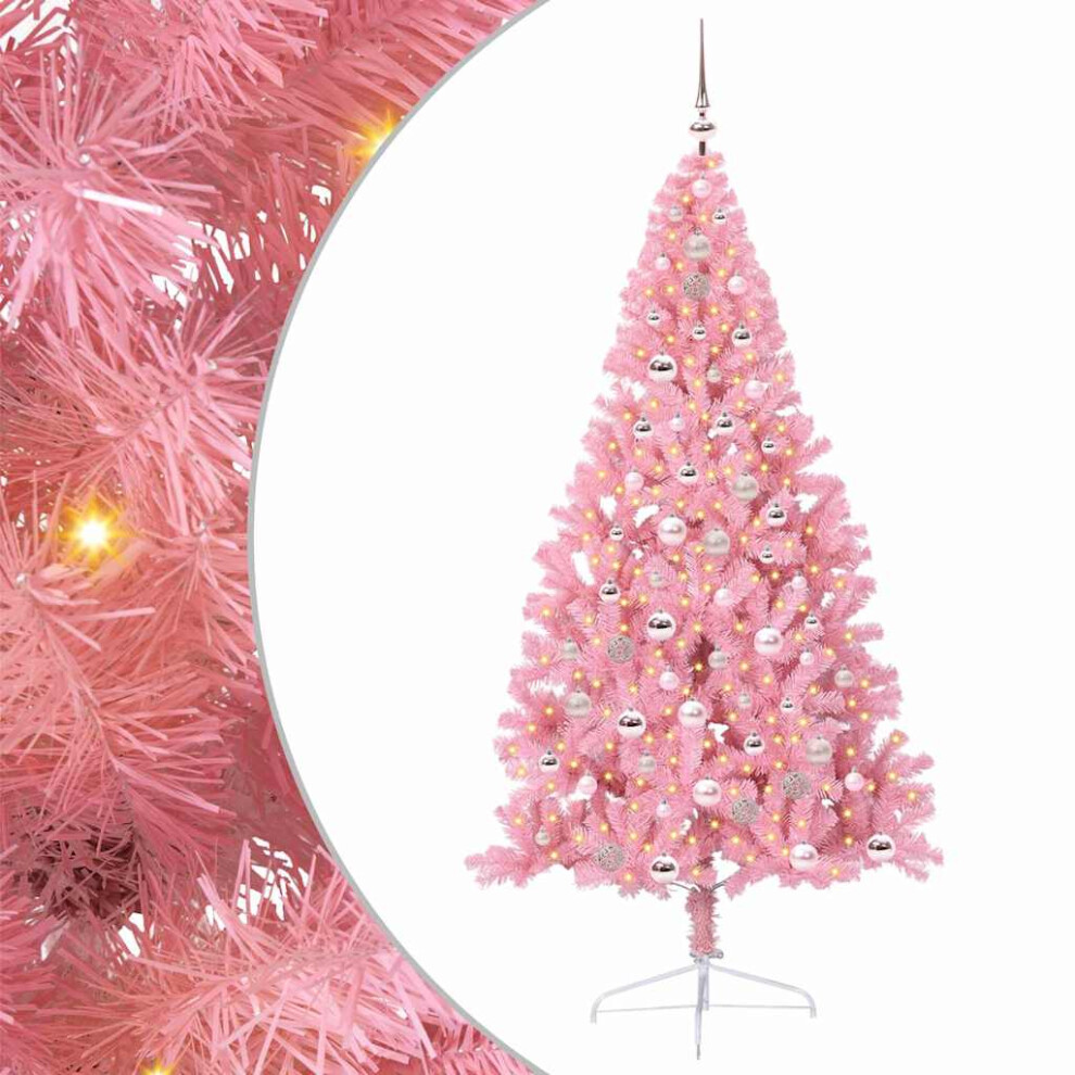 B&Q -  Artificial Pre-Lit Christmas Tree With 300 Leds Pink 210 Cm Pvc - Image 3