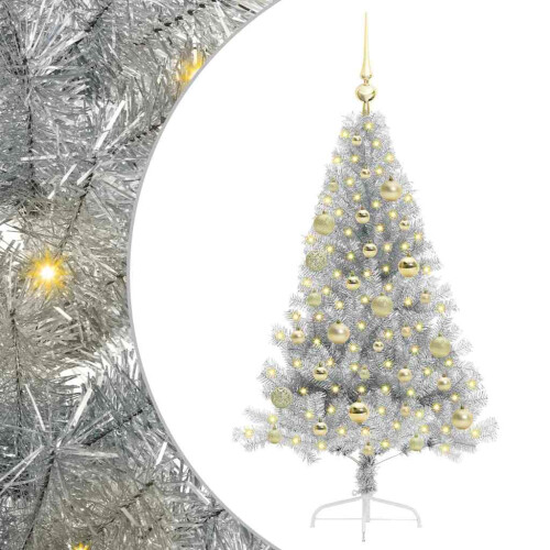 VidaXL vidaXL Artificial Pre-lit Christmas Tree Silver 120 cm PET