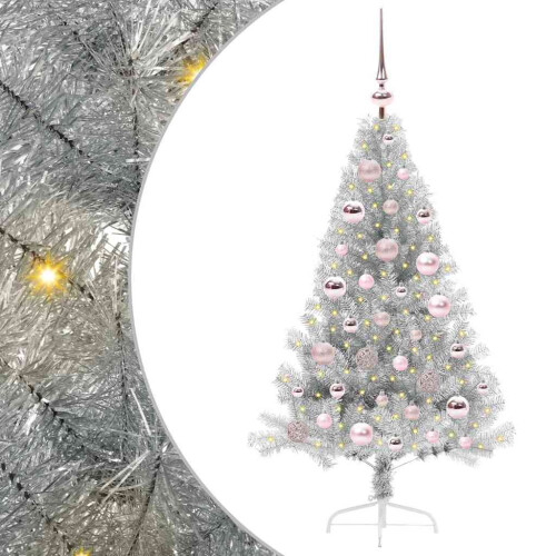 VidaXL vidaXL Artificial Pre-lit Christmas Tree Silver 120 cm PET