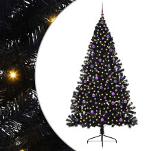 vidaXL Artificial Pre-lit Christmas Tree Black 240 cm PVC