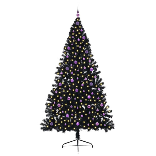 VidaXL vidaXL Artificial Pre-lit Christmas Tree Black 240 cm PVC 2