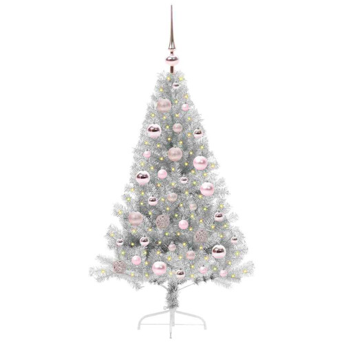 VidaXL vidaXL Artificial Pre-lit Christmas Tree Silver 120 cm PET 2
