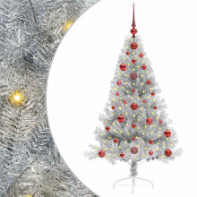 vidaXL Artificial Pre-lit Christmas Tree Silver 120 cm PET