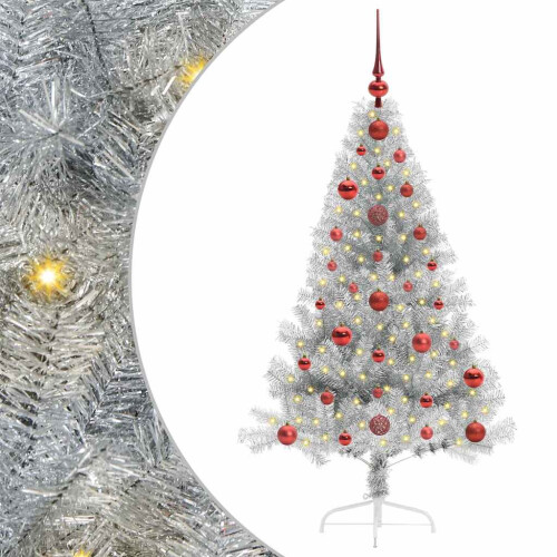 VidaXL vidaXL Artificial Pre-lit Christmas Tree Silver 120 cm PET