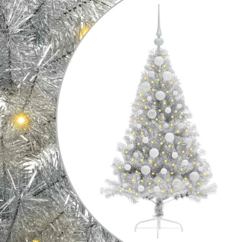 VidaXL vidaXL Artificial Pre-lit Christmas Tree Silver 120 cm PET