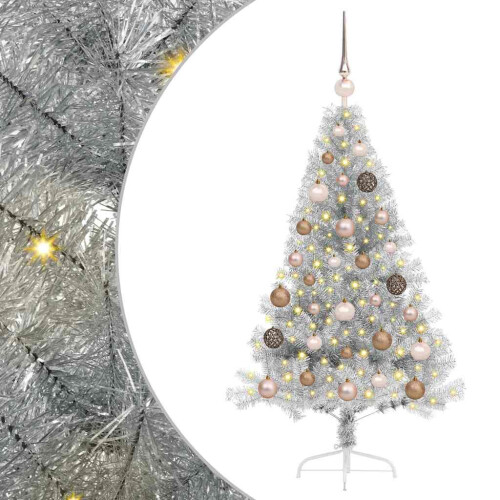 VidaXL vidaXL Artificial Pre-lit Christmas Tree Silver 120 cm PET