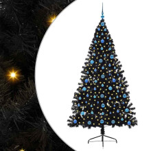 vidaXL Artificial Pre-lit Christmas Tree Black 210 cm PVC