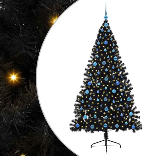 VidaXL vidaXL Artificial Pre-lit Christmas Tree Black 210 cm PVC