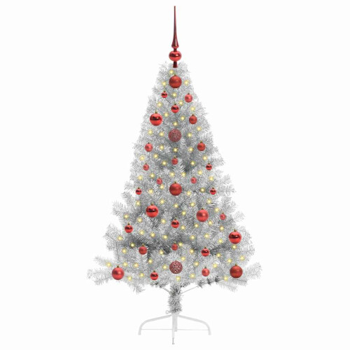 VidaXL vidaXL Artificial Pre-lit Christmas Tree Silver 120 cm PET 2