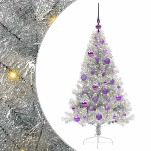 VidaXL vidaXL Artificial Pre-lit Christmas Tree Silver 120 cm PET