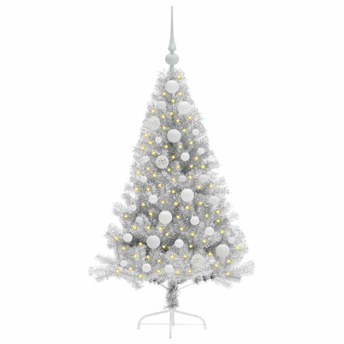 VidaXL vidaXL Artificial Pre-lit Christmas Tree Silver 120 cm PET 2