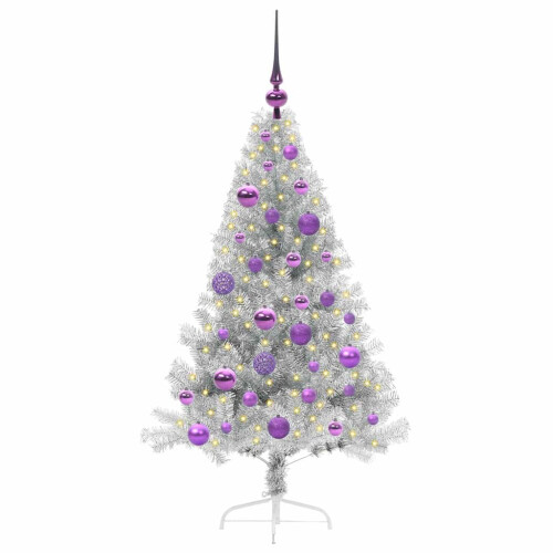 VidaXL vidaXL Artificial Pre-lit Christmas Tree Silver 120 cm PET 2