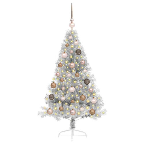 VidaXL vidaXL Artificial Pre-lit Christmas Tree Silver 120 cm PET 2