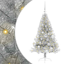 vidaXL Artificial Pre-lit Christmas Tree Silver 120 cm PET