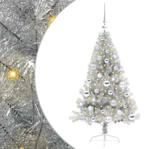 VidaXL vidaXL Artificial Pre-lit Christmas Tree Silver 120 cm PET