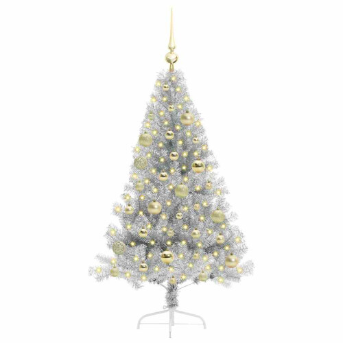 VidaXL vidaXL Artificial Pre-lit Christmas Tree Silver 120 cm PET 2