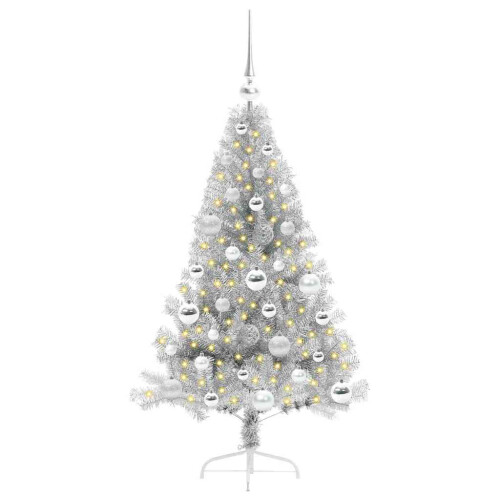 VidaXL vidaXL Artificial Pre-lit Christmas Tree Silver 120 cm PET 2