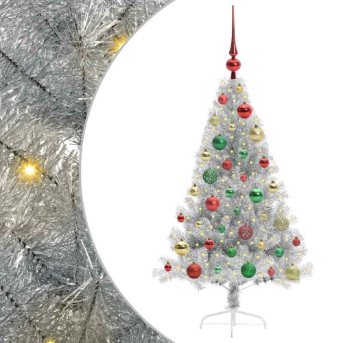 VidaXL vidaXL Artificial Pre-lit Christmas Tree Silver 120 cm PET 1
