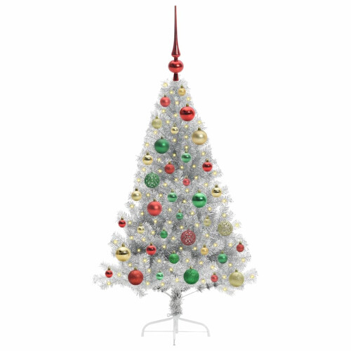 VidaXL vidaXL Artificial Pre-lit Christmas Tree Silver 120 cm PET 2