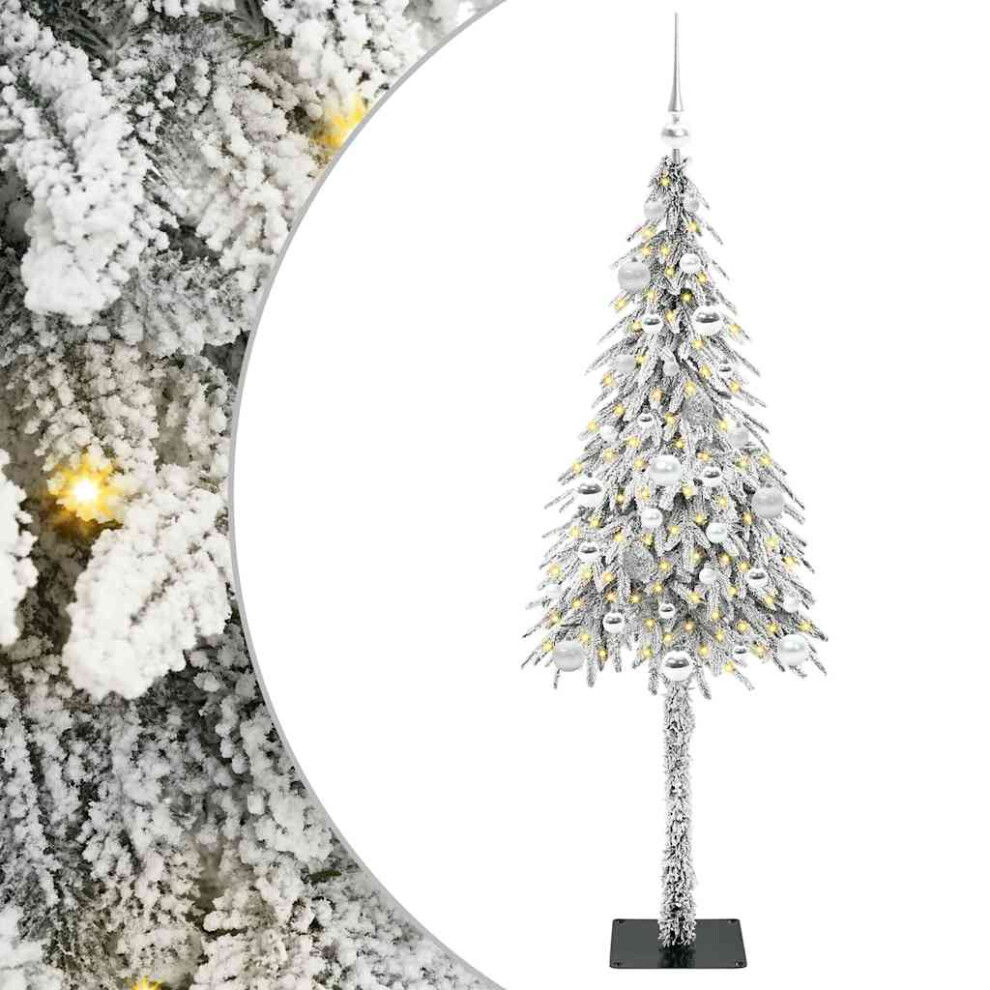 VIDAXL Artificial Christmas Tree - 150 cm - White - PE and Steel - LED Lights - Image 2