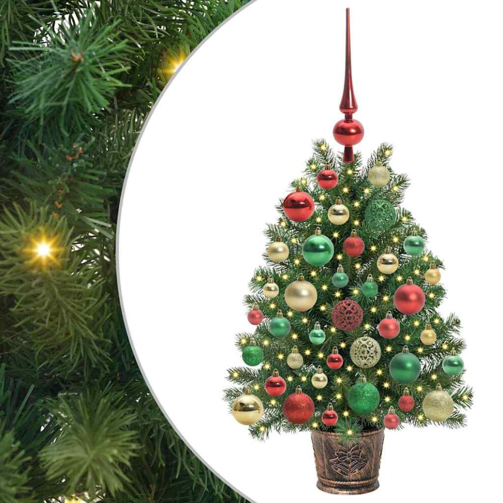 VIDAXL 75 cm Artificial Christmas Tree with 150 LEDs and Decorations, Green PE and PVC Tabletop Holiday Decor - Image 2