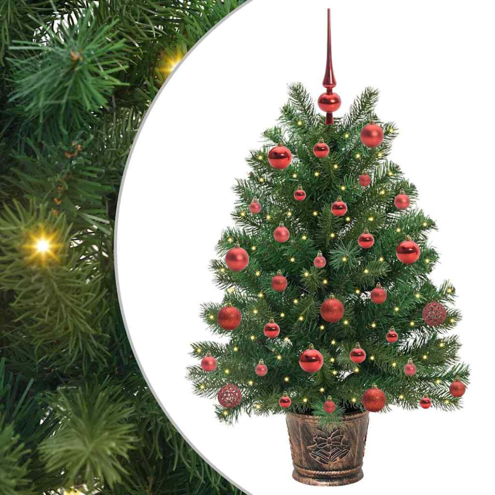 VIDAXL Artificial Christmas Tree with 150 LEDs and Red Baubles 95 cm Green PE and PVC - Image 2