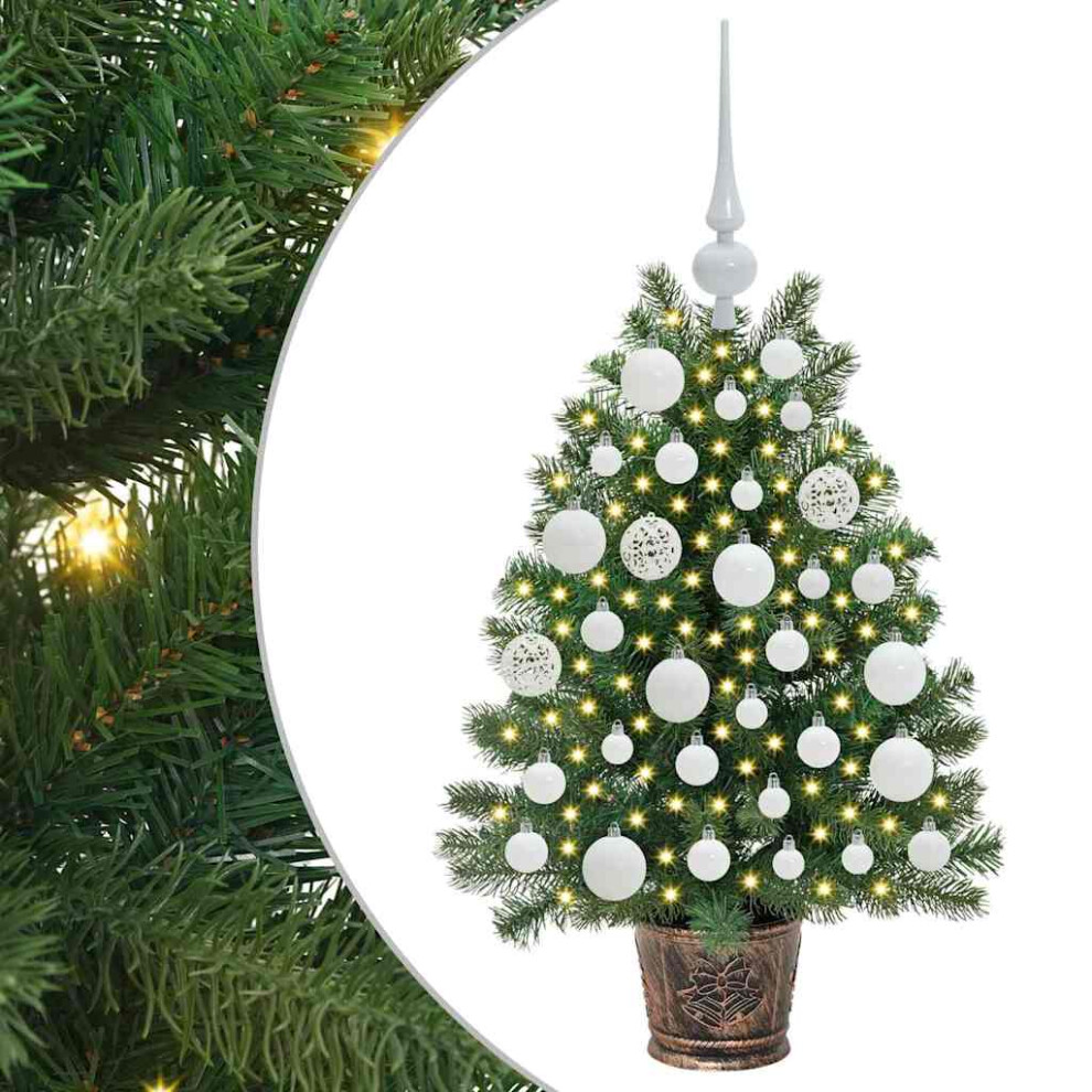 VIDAXL Artificial Christmas Tree 75 cm with 150 LEDs and White Ornaments - Image 2
