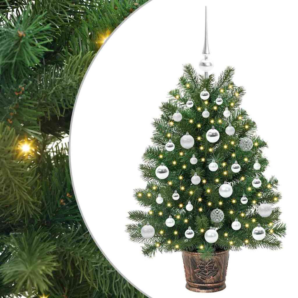 VIDAXL Artificial Christmas Tree with 150 LEDs and Silver Ornaments 95 cm Green - Image 2