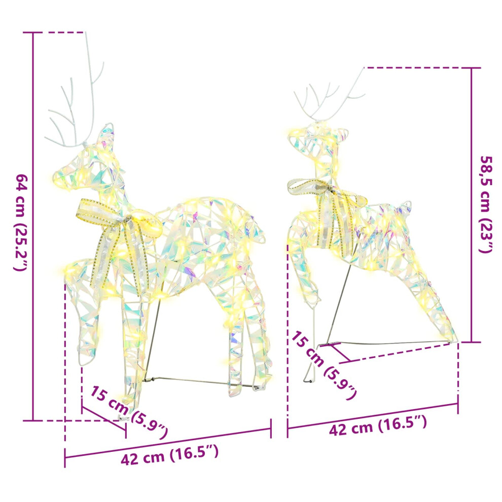 Vidaxl Led Reindeers 7 Pcs 40 Leds Multicoulur 42 X 15 X 64 Cm Pet