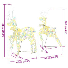 vidaXL LED Reindeers 5 pcs 40 LEDs Multicoulur 42 x 15 x 64 cm PET