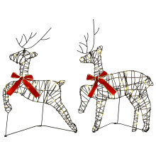 vidaXL Christmas Reindeer 2 pcs 40 LEDs Warm White 43 x 19 x 65 cm