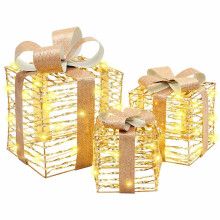 vidaXL Lighted Christmas Gift Box 3 pcs 150 LEDs Warm White