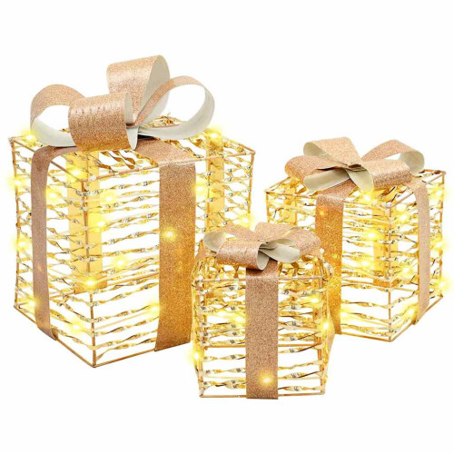 VidaXL vidaXL Lighted Christmas Gift Box 3 pcs 150 LEDs Warm White