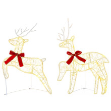 vidaXL Christmas Reindeer 2 pcs 40 LEDs Warm White 43 x 19 x 65 cm