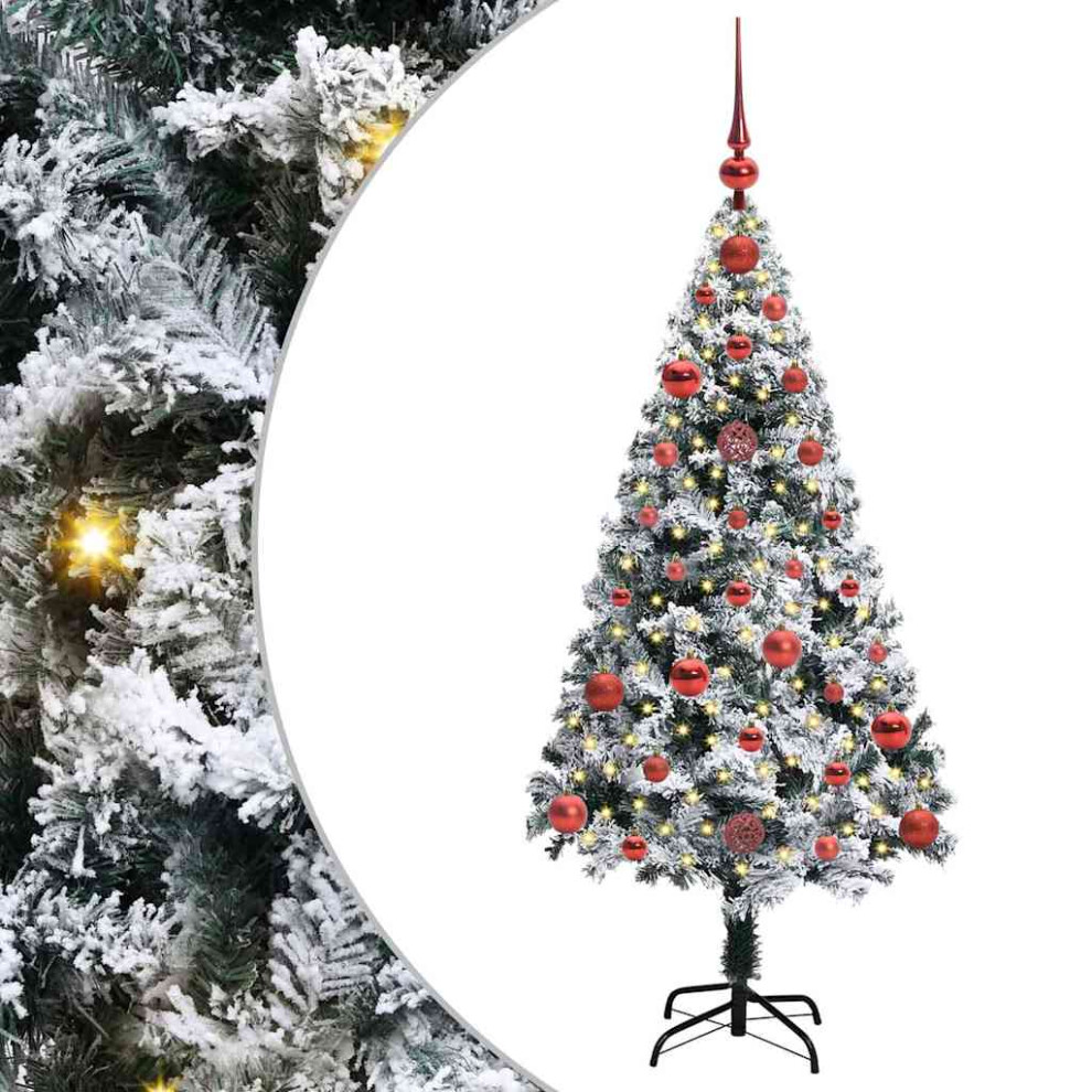 vidaXL Artificial Christmas Tree - 120 cm - Green - 150 LEDs - 61 Red Balls - Image 2