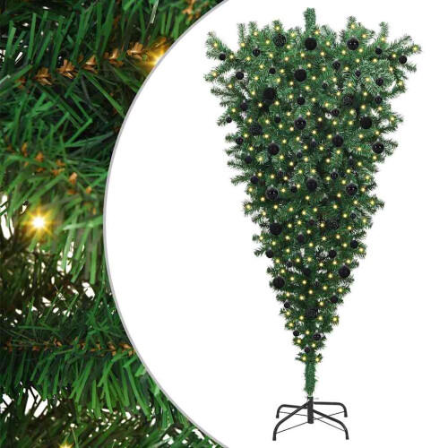 VidaXL vidaXL Upside-down Artificial Pre-lit Christmas Tree with Ball Set PVC
