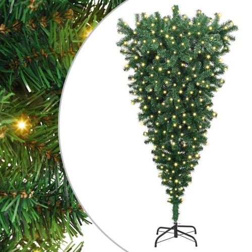 VidaXL vidaXL Upside-down Artificial Pre-lit Christmas Tree Green 180 cm PVC