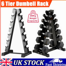 Home Gym 6 Tier Dumbbell Rack Storage Stand Tree Hex Vertical Weight Wide fitnes