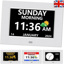 Digital Alarm Clock LCD Calendar Day Date Memory Loss Dementia Elderly Reminder*