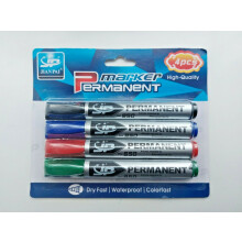 4 X Permanent Pens Markers Bullet Tip High Quality Waterproof Assorted Colours