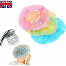 3 X Elastic Waterproof Shower Cap Hat Bath Head Hair Cover Salon Shower Cap