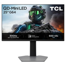 TCL 25G64 25” QD-Mini-LED Monitor, Full HD resolution, 300Hz, Fast-IPS panel, HDR 600 nits, 1ms GTG response time, AMD Freesync Premium, G-Sync