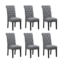 BOJU 6 Comfortable Dining Room Chairs Armless Only Set of 6 Grey Fabric Upholstered High Back Kitchen Chairs x6