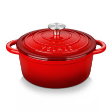 Velaze Casserole Dishes, Dutch Oven, Non Stick Enamel Coating, Good Sealing, Lightweight, for All Heat Source, Pot's Body Cast Iron Soup Pot 2.5 L(Red