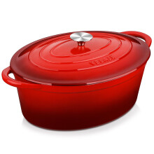 Velaze Casserole Dishes, Dutch Oven for Home Baking, Non-Stick Cast Iron, Braiser, Cooking, 34cm/7.5L(Red)
