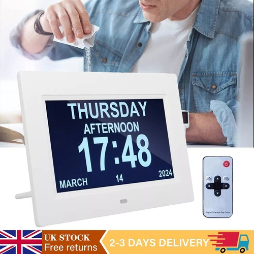 Digital Alarm Clock Calendar Datetime for Memory Loss Dementia Elderly Reminder.