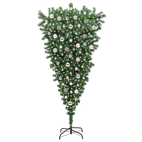 VidaXL vidaXL Upside-down Artificial Pre-lit Christmas Tree with Ball Set PVC 2