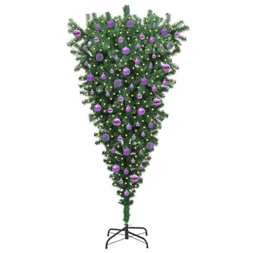 VidaXL vidaXL Upside-down Artificial Pre-lit Christmas Tree with Ball Set PVC 2