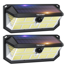 TECKNET 495 LED Solar Lights Outdoor Garden, 120 Detection Security Lights Outdoor Motion Sensor with 1800mAh, IP66 Waterproof, 300 Angle & 3 Mode